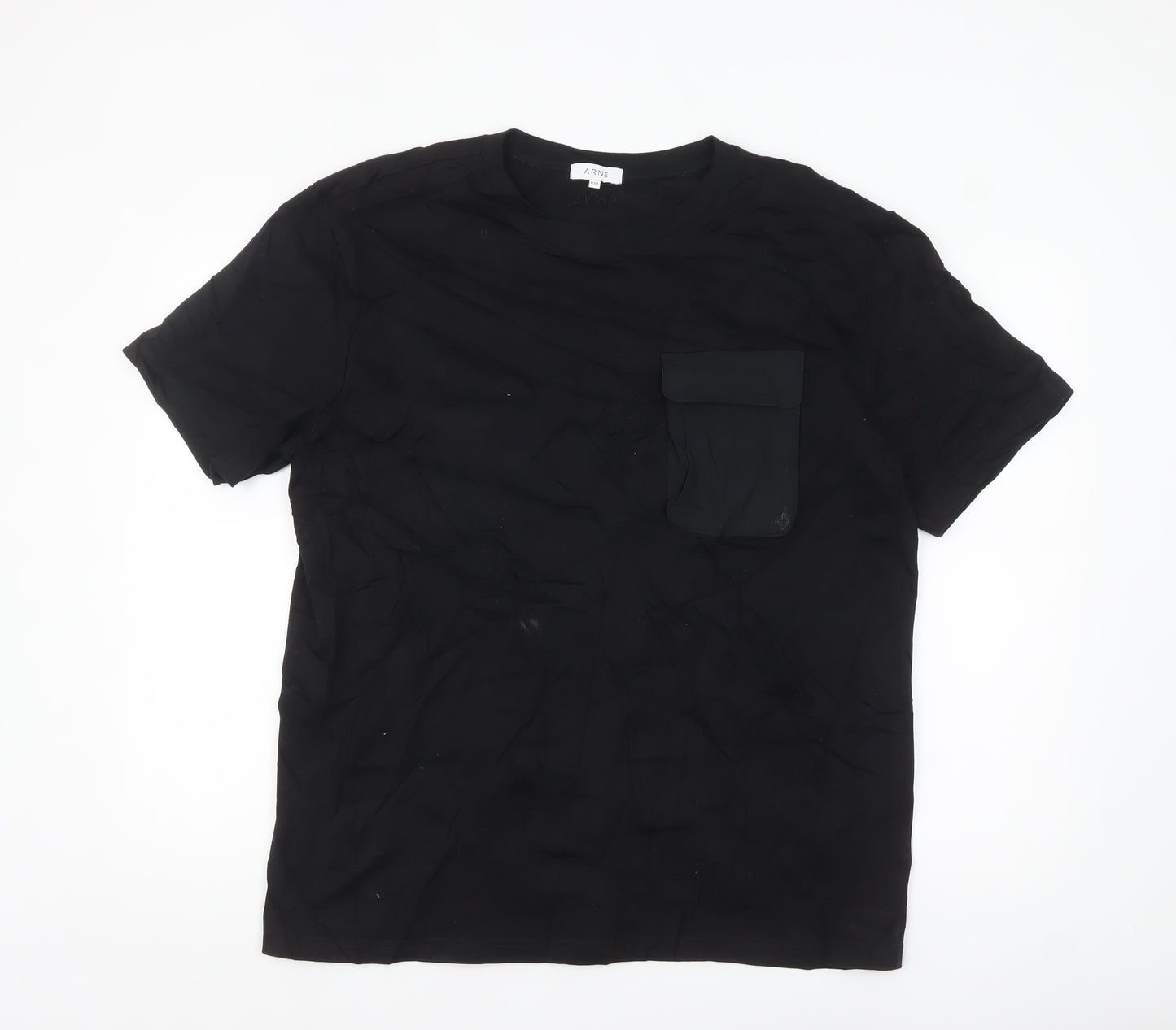 ARNE Men’s Black Crew Neck Short Sleeve T-Shirt 2XL Regular Fit Pocket