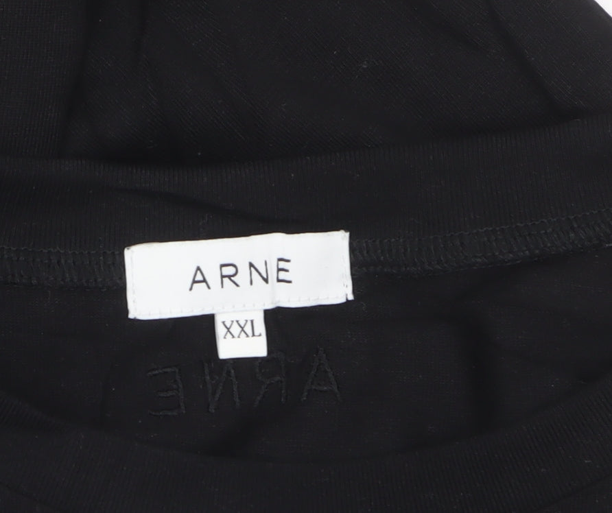 ARNE Men’s Black Crew Neck Short Sleeve T-Shirt 2XL Regular Fit Pocket