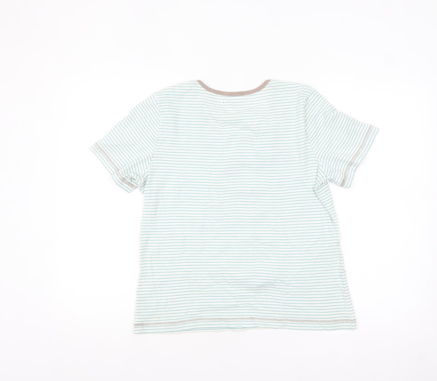 Bm Women's White Striped Embroidered T-Shirt Size S Casual Lightweight