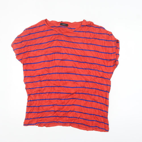 Marks and Spencer Women’s Red Striped Short Sleeve Viscose T-Shirt Size 14