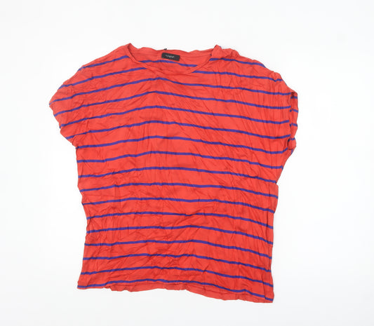 Marks and Spencer Women’s Red Striped Short Sleeve Viscose T-Shirt Size 14