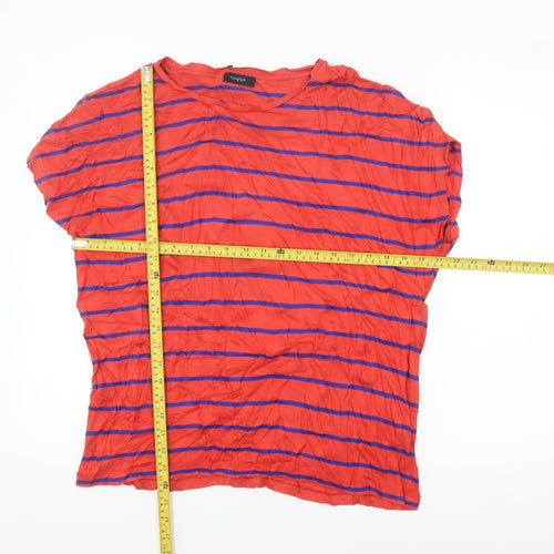 Marks and Spencer Women’s Red Striped Short Sleeve Viscose T-Shirt Size 14