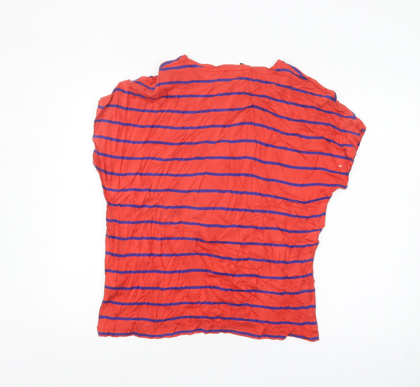 Marks and Spencer Women’s Red Striped Short Sleeve Viscose T-Shirt Size 14