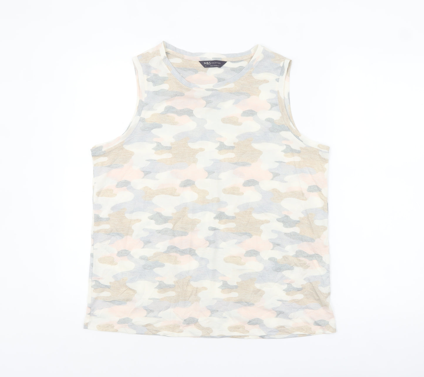 Marks and Spencer Women's Multicoloured Camouflage Tank Top Size 14
