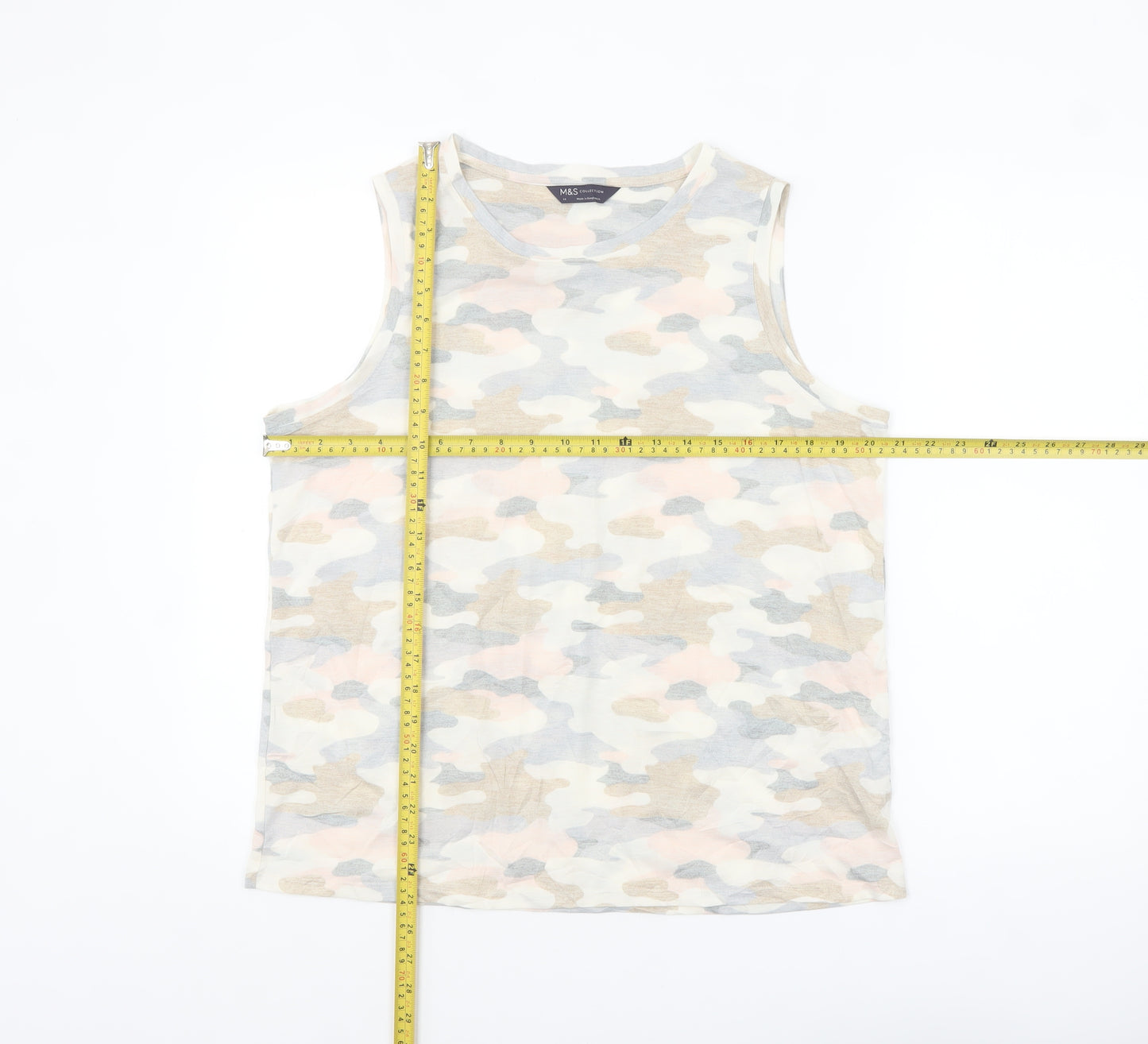 Marks and Spencer Women's Multicoloured Camouflage Tank Top Size 14