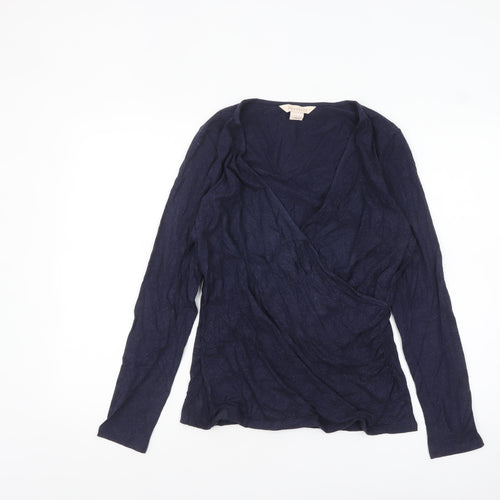 Mauvette Women's Blue Long Sleeve Wrap Blouse Size 12