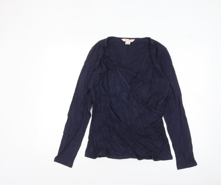 Mauvette Women's Blue Long Sleeve Wrap Blouse Size 12