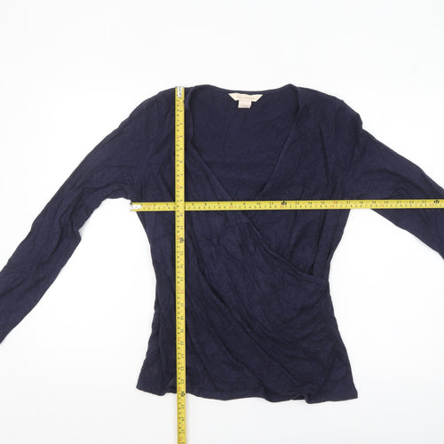 Mauvette Women's Blue Long Sleeve Wrap Blouse Size 12