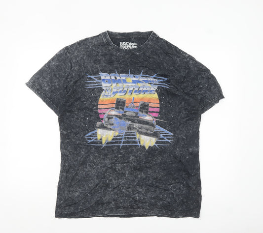 Back to the Future Men's Black Graphic Print Medium T-Shirt