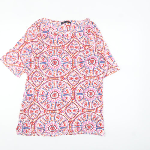 Marks and Spencer Women’s Multicoloured Cotton Geometric T-Shirt Size 16