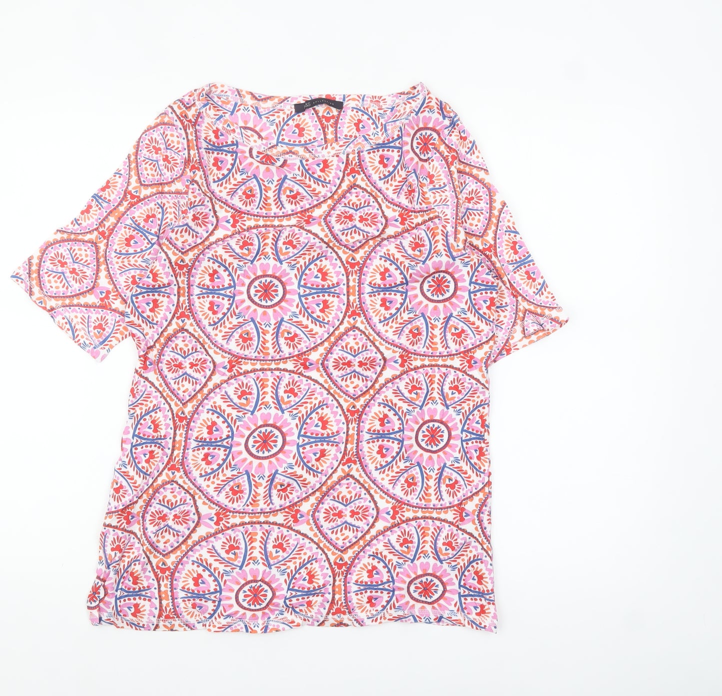 Marks and Spencer Women’s Multicoloured Cotton Geometric T-Shirt Size 16