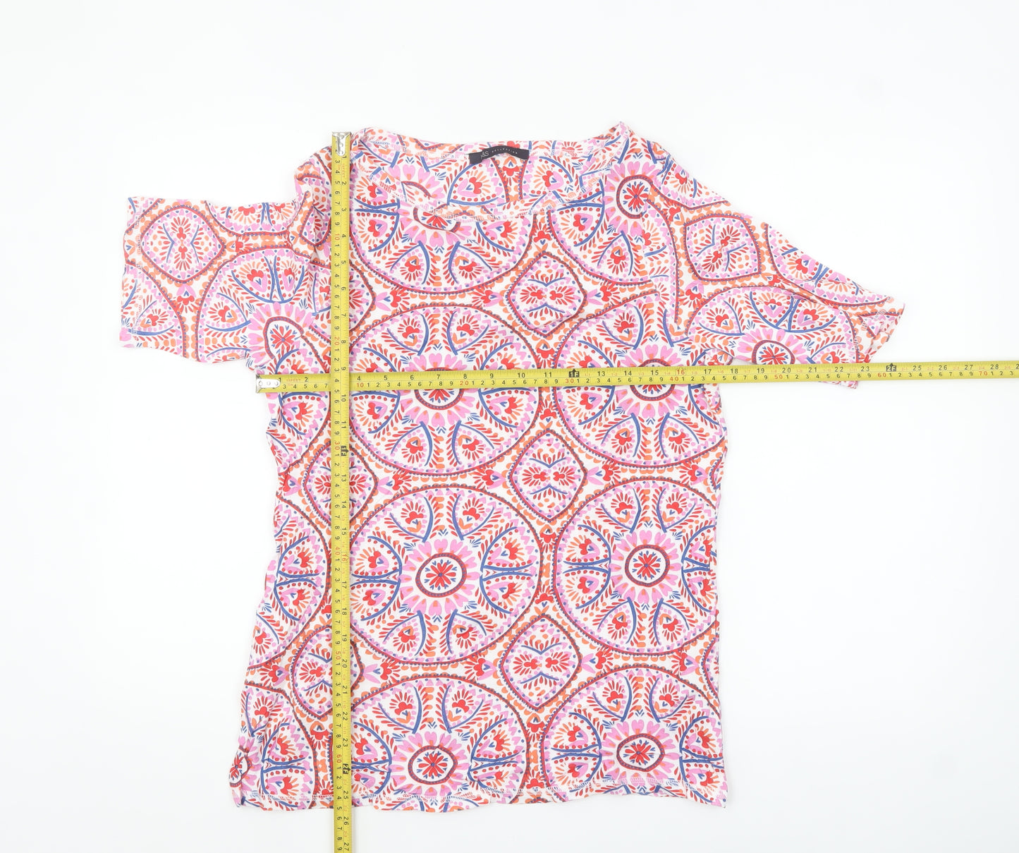Marks and Spencer Women’s Multicoloured Cotton Geometric T-Shirt Size 16