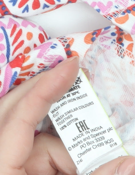 Marks and Spencer Women’s Multicoloured Cotton Geometric T-Shirt Size 16