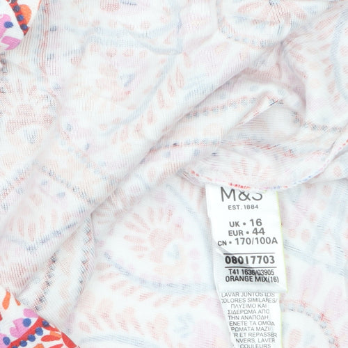 Marks and Spencer Women’s Multicoloured Cotton Geometric T-Shirt Size 16