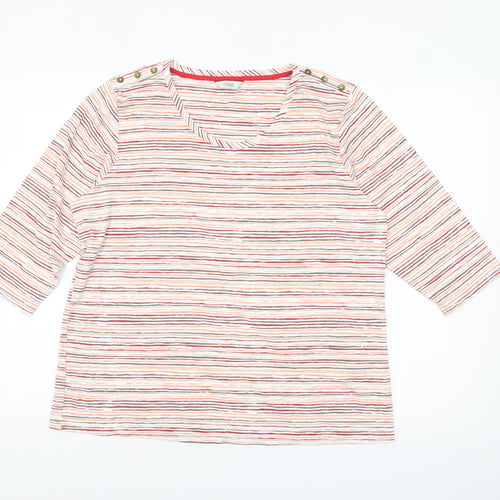 Marks and Spencer Women Multicoloured Striped 3/4 Sleeve Boat Neck Top Size 18