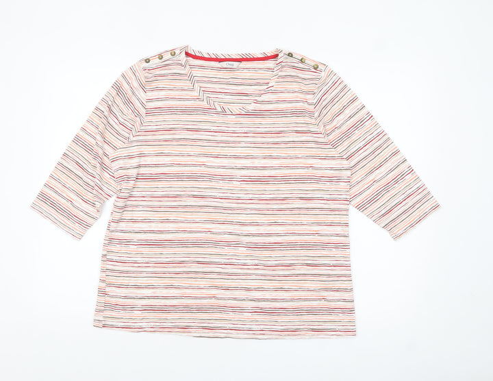 Marks and Spencer Women Multicoloured Striped 3/4 Sleeve Boat Neck Top Size 18