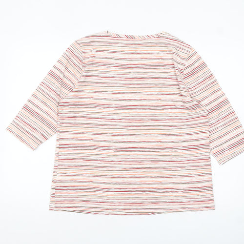 Marks and Spencer Women Multicoloured Striped 3/4 Sleeve Boat Neck Top Size 18