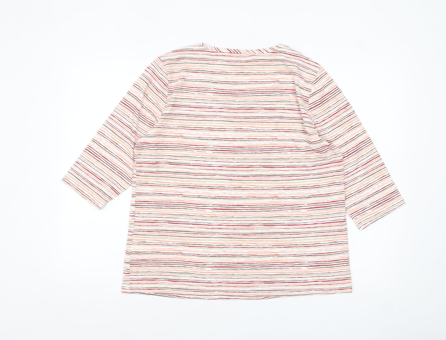 Marks and Spencer Women Multicoloured Striped 3/4 Sleeve Boat Neck Top Size 18