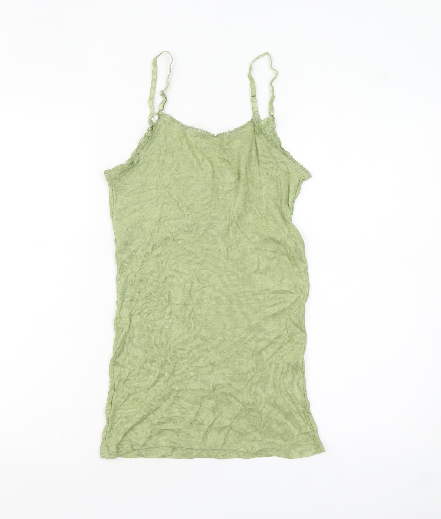 White Stuff Women's Green Lace Trim Viscose Tank Top Size 16