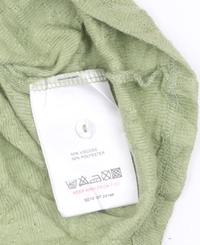 White Stuff Women's Green Lace Trim Viscose Tank Top Size 16