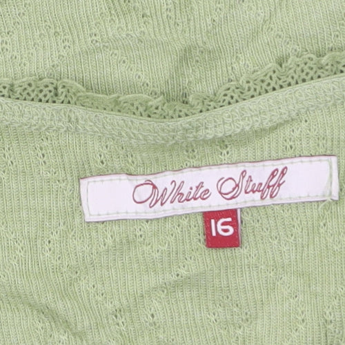 White Stuff Women's Green Lace Trim Viscose Tank Top Size 16