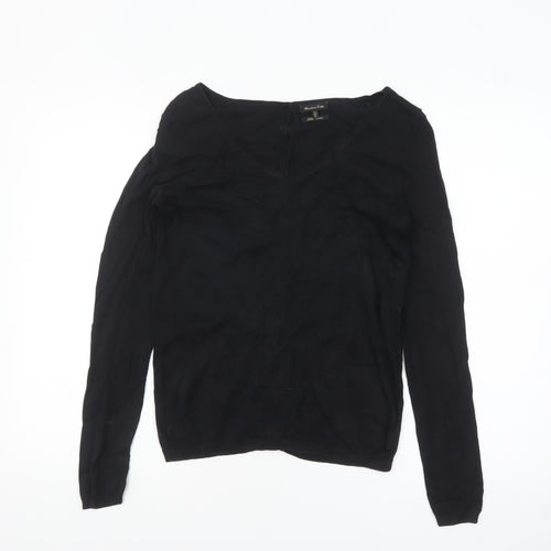 Massimo Dutti Women’s Black Silk Cotton V-Neck Cardigan S