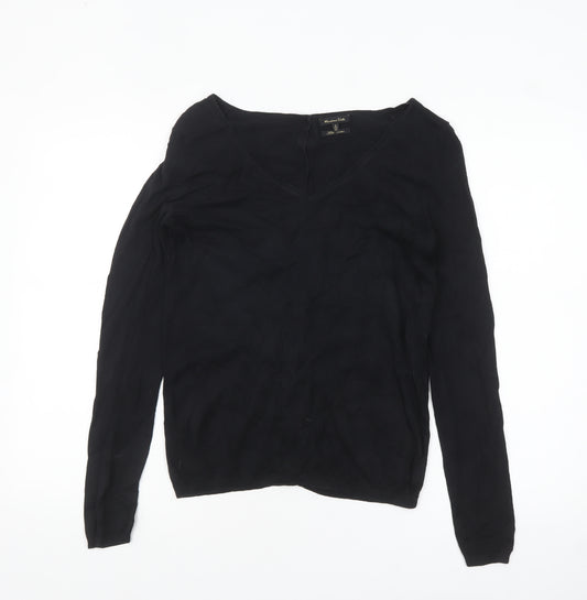 Massimo Dutti Women’s Black Silk Cotton V-Neck Cardigan S