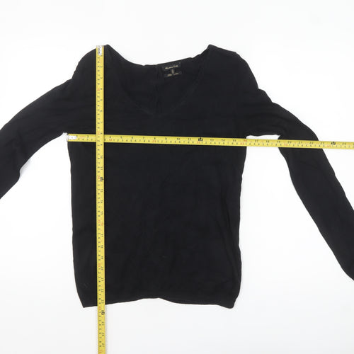 Massimo Dutti Women’s Black Silk Cotton V-Neck Cardigan S