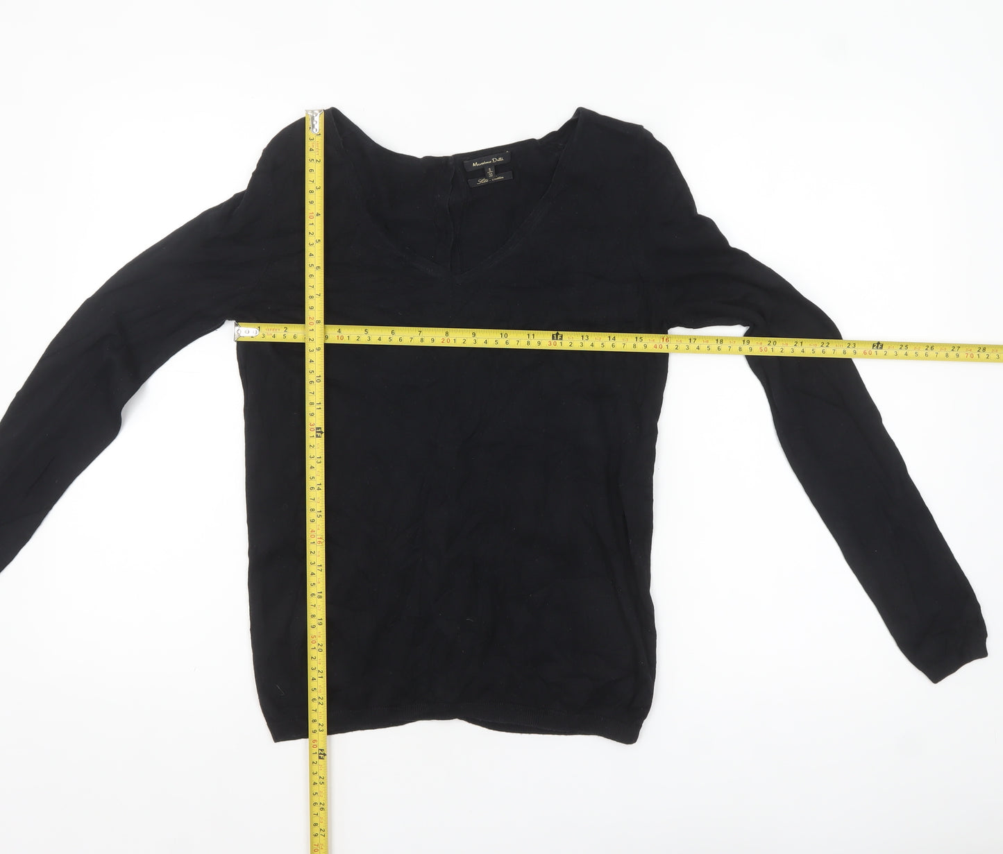 Massimo Dutti Women’s Black Silk Cotton V-Neck Cardigan S