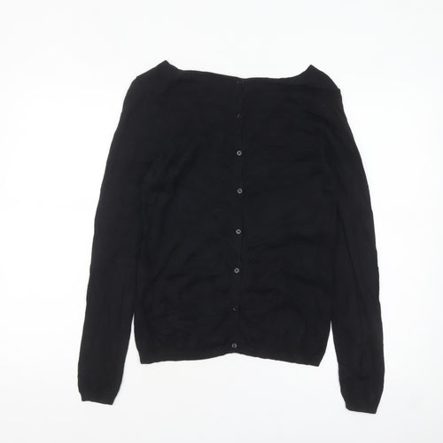 Massimo Dutti Women’s Black Silk Cotton V-Neck Cardigan S