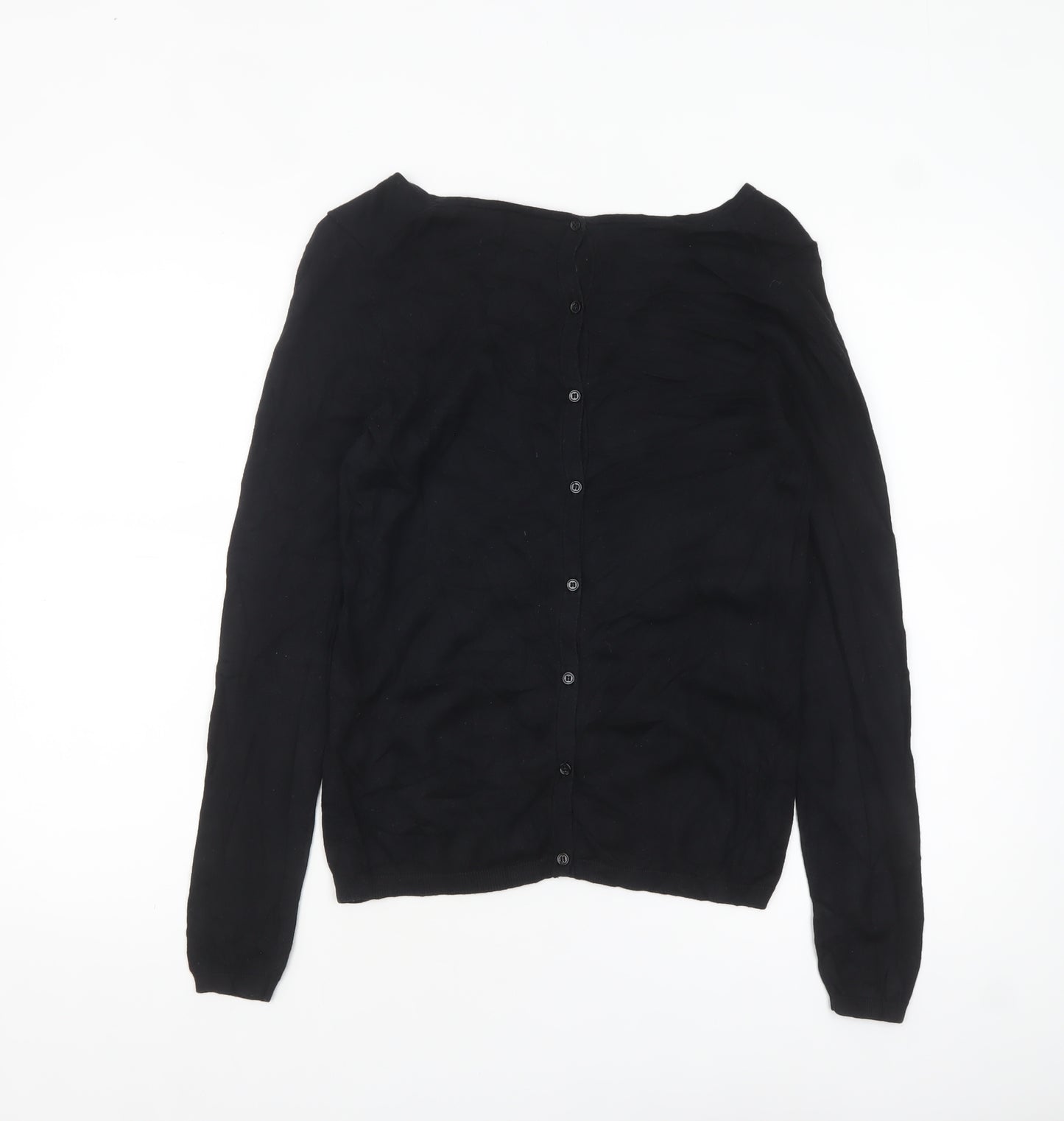 Massimo Dutti Women’s Black Silk Cotton V-Neck Cardigan S