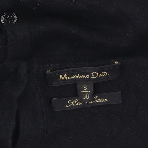 Massimo Dutti Women’s Black Silk Cotton V-Neck Cardigan S