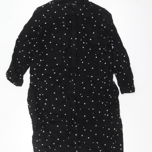 Next Women’s Black Polka Dot Long Sleeve Cotton Tunic Shirt Size 10