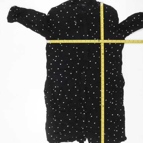 Next Women’s Black Polka Dot Long Sleeve Cotton Tunic Shirt Size 10