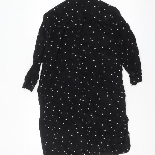 Next Women’s Black Polka Dot Long Sleeve Cotton Tunic Shirt Size 10