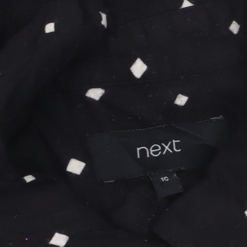 Next Women’s Black Polka Dot Long Sleeve Cotton Tunic Shirt Size 10