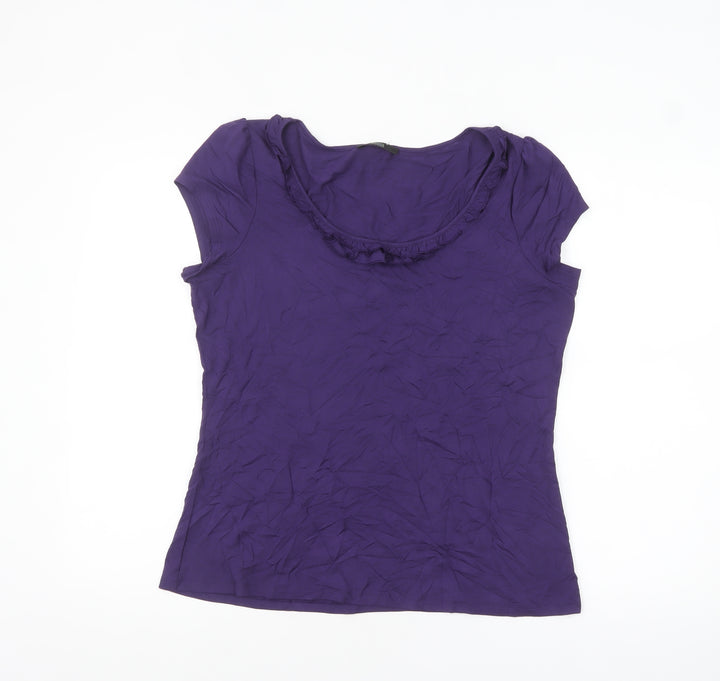 Marks & Spencer Women’s Purple Short Sleeve Scoop Neck Viscose Stretch T-Shirt UK 16