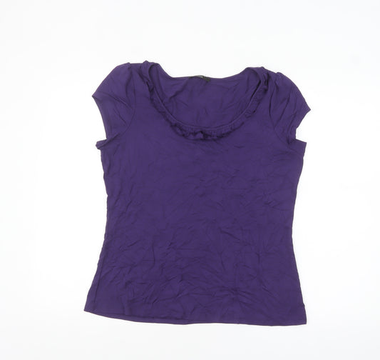 Marks & Spencer Women’s Purple Short Sleeve Scoop Neck Viscose Stretch T-Shirt UK 16