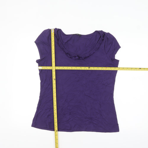 Marks & Spencer Women’s Purple Short Sleeve Scoop Neck Viscose Stretch T-Shirt UK 16