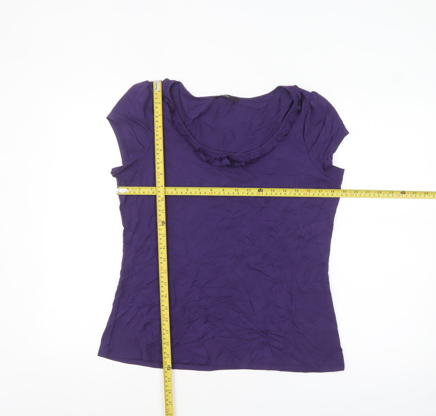 Marks & Spencer Women’s Purple Short Sleeve Scoop Neck Viscose Stretch T-Shirt UK 16
