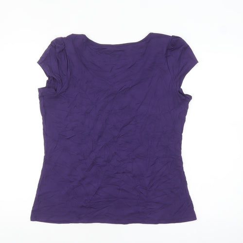 Marks & Spencer Women’s Purple Short Sleeve Scoop Neck Viscose Stretch T-Shirt UK 16