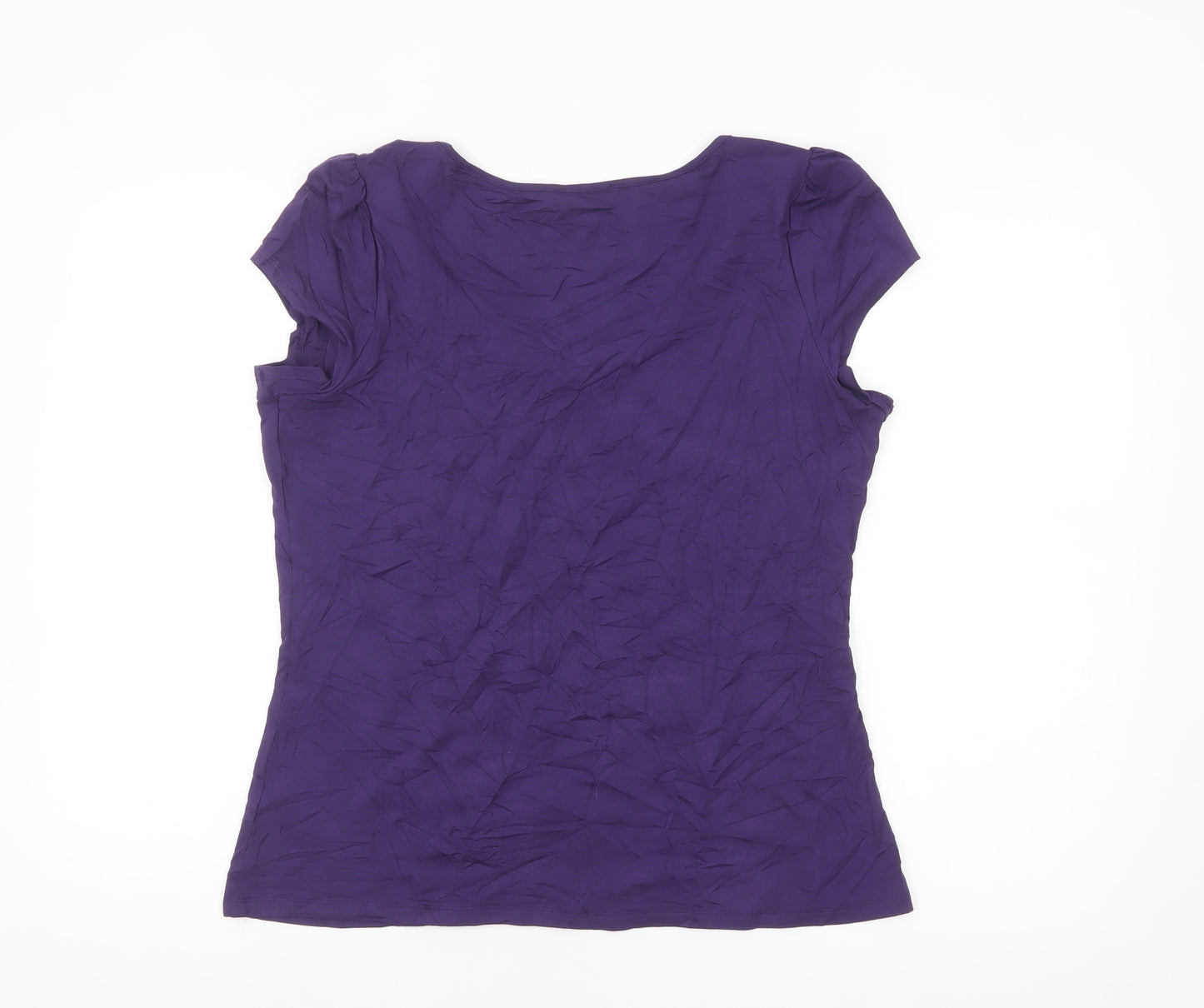 Marks & Spencer Women’s Purple Short Sleeve Scoop Neck Viscose Stretch T-Shirt UK 16