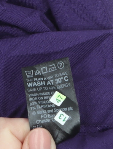 Marks & Spencer Women’s Purple Short Sleeve Scoop Neck Viscose Stretch T-Shirt UK 16