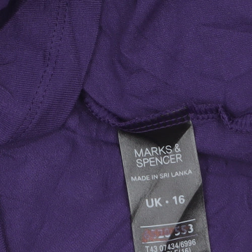 Marks & Spencer Women’s Purple Short Sleeve Scoop Neck Viscose Stretch T-Shirt UK 16