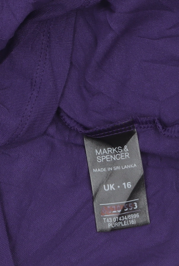 Marks & Spencer Women’s Purple Short Sleeve Scoop Neck Viscose Stretch T-Shirt UK 16