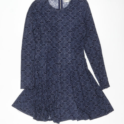 Voulez Vous Women’s Blue Geometric Fit & Flare Dress Size 10