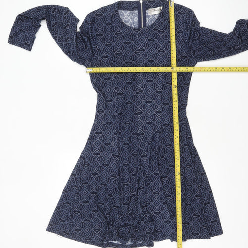 Voulez Vous Women’s Blue Geometric Fit & Flare Dress Size 10