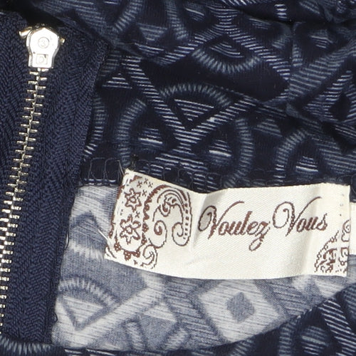 Voulez Vous Women’s Blue Geometric Fit & Flare Dress Size 10
