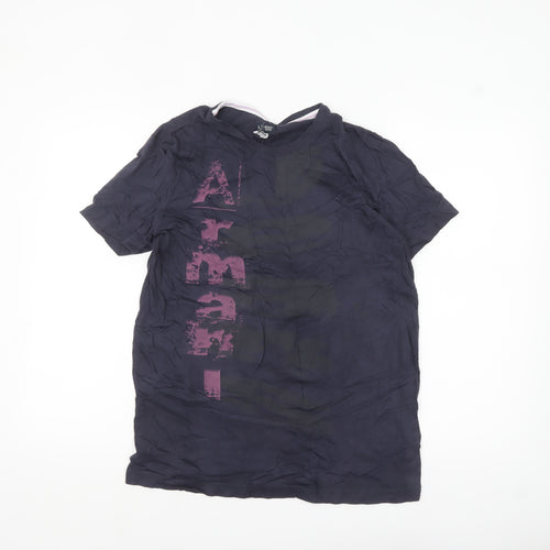 Armani Jeans Men's Navy Short Sleeve Crew Neck Graphic T-Shirt - Size L