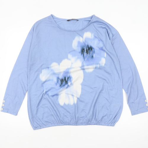 Bonmarché Women’s Blue Floral Tunic Blouse Size 14 Polyester